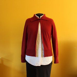 Anne Klein 100% Classic Red Cashmere Cardigan Sz MP